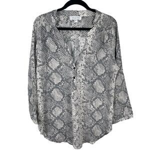 Snake Print Amour Vert 100% Silk 3/4 Top Blouse Women Size Large NWOT MSRP $222